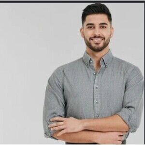 UNTUCKit Men's Large Dark Gray 100% Cotton Long Sleeve Button-Down Shirt